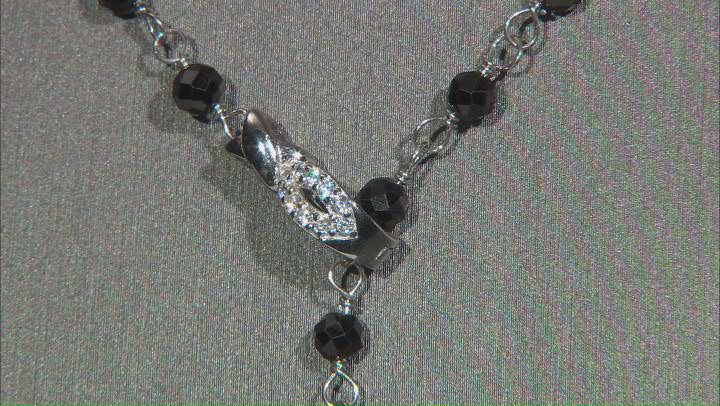 Genusis™ Cultured Freshwater Pearl, Black Spinel & Cubic Zirconia Rhodium Over Silver Necklace Video Thumbnail